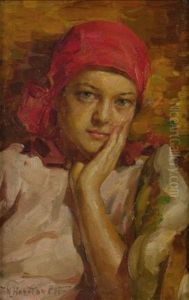 Portrait Of A Girl In A Red Scarf