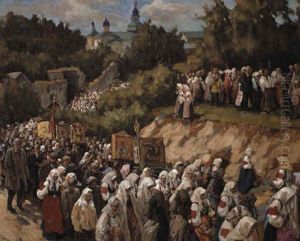 Church Procession At The Pskov Pechersky Monastery 'of The Caves'
