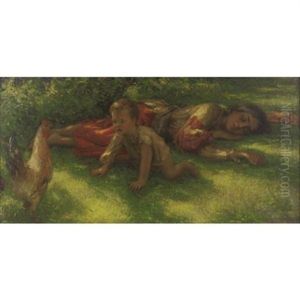 Sleeping Gypsy Woman With Baby And Rooster by Nikolai Vasilievich Kharitonov