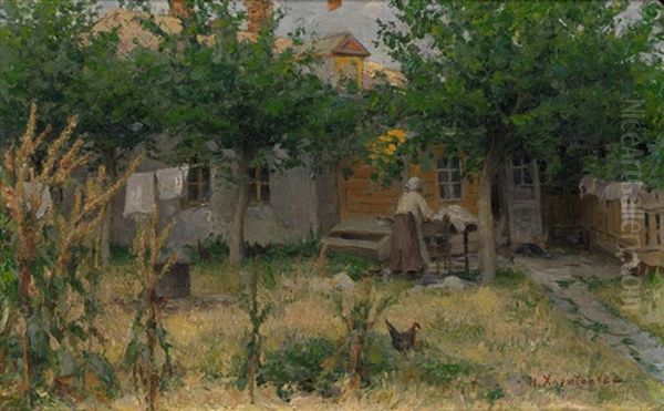 Woman In Courtyard - view 1