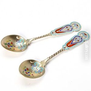 Sherbet Spoons (pair) by Ivan Petrovich Khlebnikov