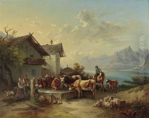 An Der Tranke Oberhalb Eines Alpensees by Josef Khoor
