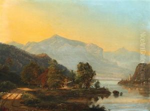 A Mountain Landscape With A Winding River by Frederik Christian Jacobsen Kiaerskou