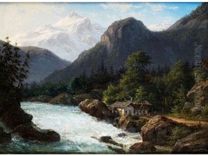 Tiroler Gebirge Mit Bach by Frederik Christian Jacobsen Kiaerskou