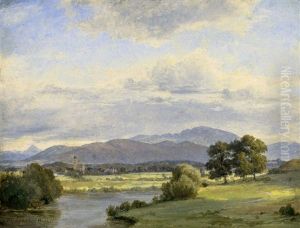 Isarlandschaft Bei Wolfratshausen by Frederik Christian Jacobsen Kiaerskou