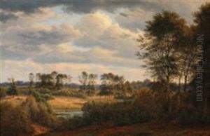 View Over The Moor In Jaegerborg, Denmark by Frederik Christian Jacobsen Kiaerskou