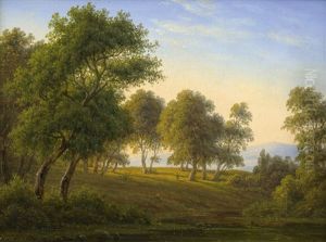 Bayrische Sommerlandschaft Mit Einem Jager by Frederik Christian Jacobsen Kiaerskou