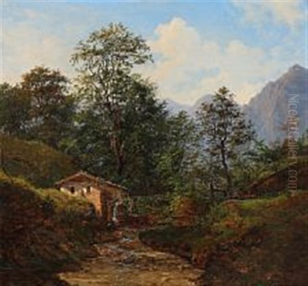 At A Watermill In An Alpine Landscape - view 1