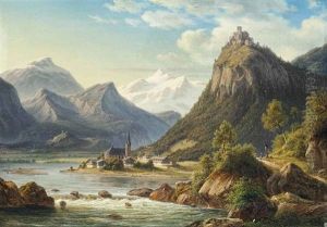 Landscape With Hocheppan Castle, South Tyrol by Frederik Christian Jacobsen Kiaerskou