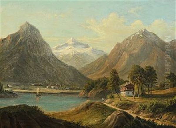 Scenery From The Alps With View To A City - view 1