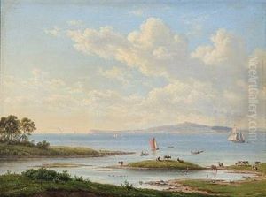 Parti Fra Limfjorden Ved Nykjobing Paa Mors, I Baggrunden Fuur Parti Fra Limfjorden Ved Nykjobing Paa Mors, I Baggrunden Fuur