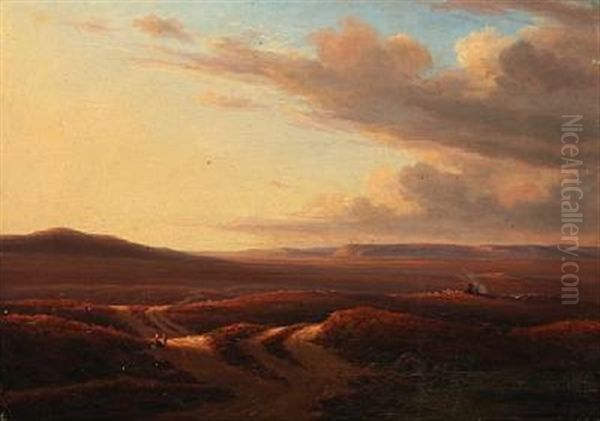 Sunset Over A Heather Landscape - view 1