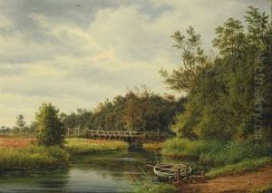 Scenery From Ry With A Man On A Bridge
