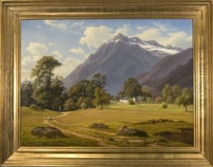 A Mountain Landscape by Frederik Christian Jacobsen Kiaerskou