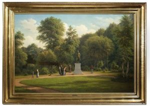 Spazierganger Im Park Bewundern Das Standbild Des Danischen Konzeilsprasidenten Und Ministers Adam Wilhelm Moltke