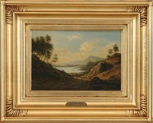Moutain Landscape With Walking Persons by Frederik Christian Jacobsen Kiaerskou