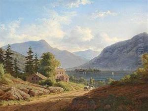 Huse Ved En So I Alperne by Frederik Christian Jacobsen Kiaerskou