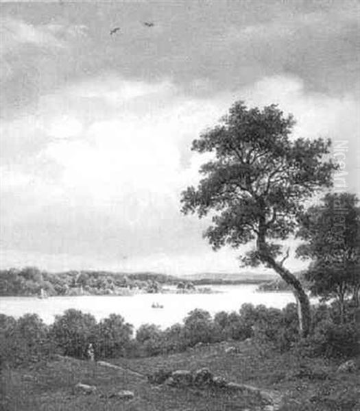 Landskab Med Figurer Ved En Fjord - view 1