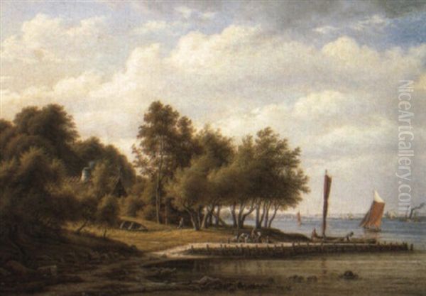 A Coastal Landscape With Figures By A Jetty - view 1