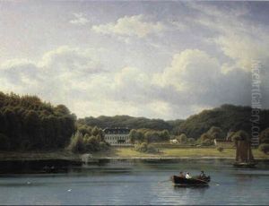 Skodsborg Slot Med Omgivelser Set Fra Sundet by Frederik Christian Jacobsen Kiaerskou