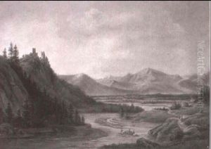 Burg Uber Flusstal Im Gebirge by Frederik Christian Jacobsen Kiaerskou