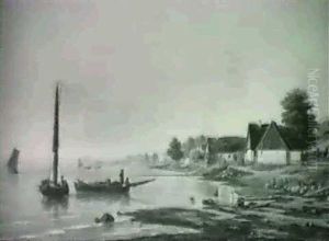 The Fishery At Sletten by Frederik Christian Jacobsen Kiaerskou