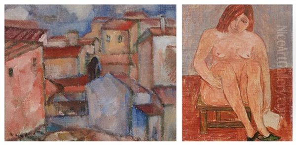 Houses, Recto; Seated Nude, Verso - view 1
