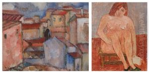 Houses, Recto; Seated Nude, Verso by Wolf Kibel
