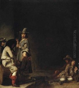 Soldiers Smoking, Drinking And Resting In A Guardroom