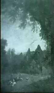 Dryburgh Abbey; A Riverside House by Joseph Bartholemew Kidd