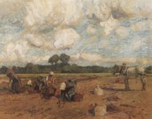 Frauen Auf Dem Feld Bei Der Kartoffelernte by Franz Kiederich