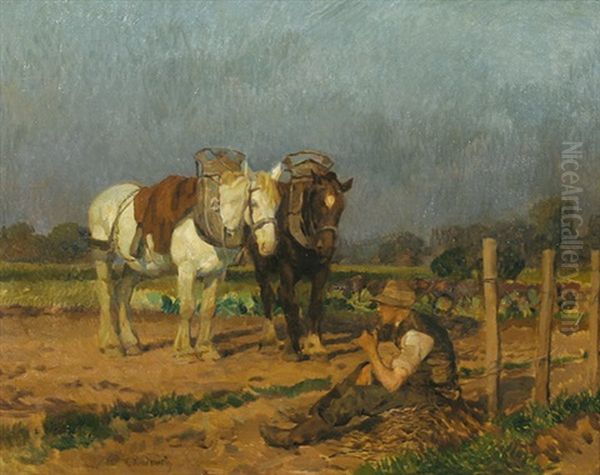 Rastender Bauer Mit Pferdegespann - view 1