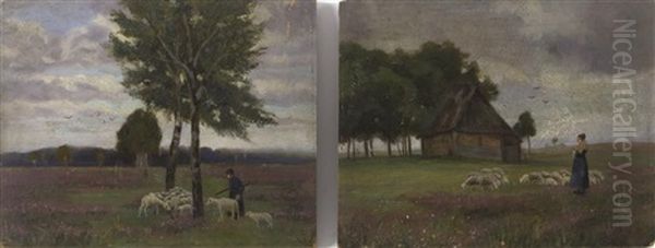 Heidelandschaften Mit Schafherden (pair) - view 1