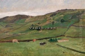 Landskap Med Beitende Kuer by Kitty (Christine) Lange Kielland
