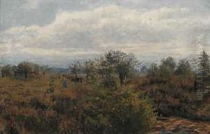 Kvinne I Landskap by Kitty (Christine) Lange Kielland