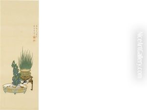 Scholar's Objects And Bird by  Kien Yanagisawa