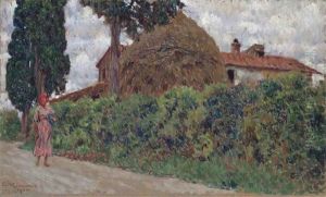 A Peasant On A Farm Track by Giorgio Kienerk