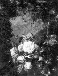 A Still Life With Roses In A Forest by Catharina Kiers