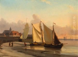 Ships Near The Coast Of Marken by George Laurens Kiers
