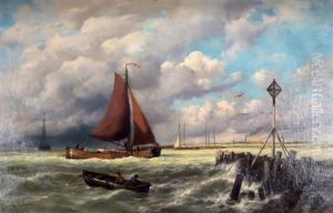 Boats On Choppy Water by George Laurens Kiers