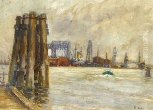 Ansicht Eines Hafens Mit Werft