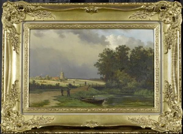 Niederlandische Landschaft Am Teich - view 1