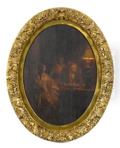 An Interior Scene With Figures Gathered Around A Table by Petrus Kiers