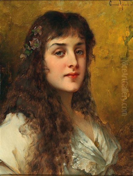 Portrait Of A Lady With Christmas Roses In Her Hair - view 1
