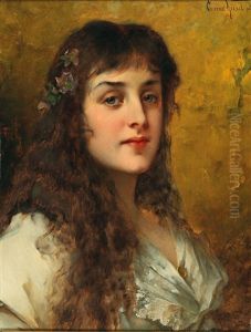 Portrait Of A Lady With Christmas Roses In Her Hair