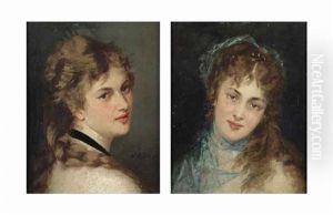 Portrait Of A Lady Wearing A Colier De Chien (and Portrait Of A Lady With A Blue Scarf; 2 Works)