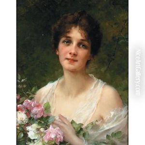 A Portrait Of A Lady (artist's Wife?) by Conrad Kiesel