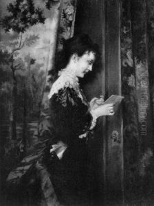 Der Willkommene Brief (dame In Blauen Samtkleid)