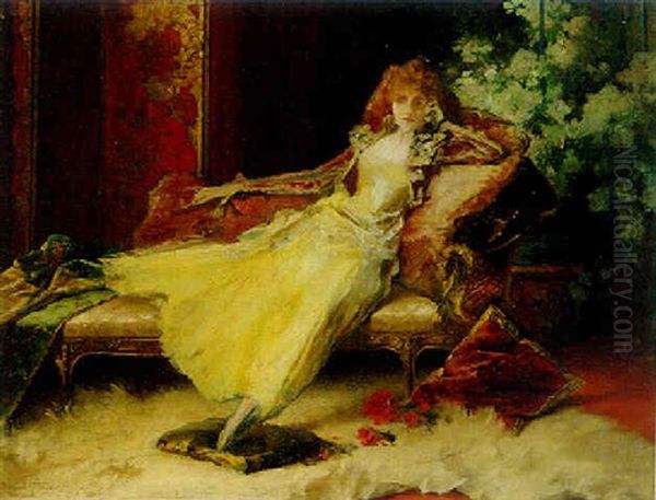 An Elegant Lady On A Chaise Lounge - view 1