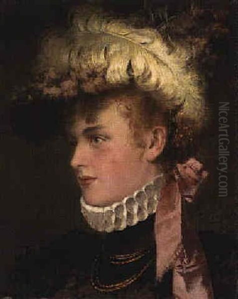 An Elegant Lady With A Plumed Hat - view 1